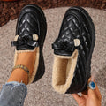 Women's Quilted Buckle Faux Fur Lined Slippers