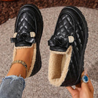 Women's Quilted Buckle Faux Fur Lined Slippers