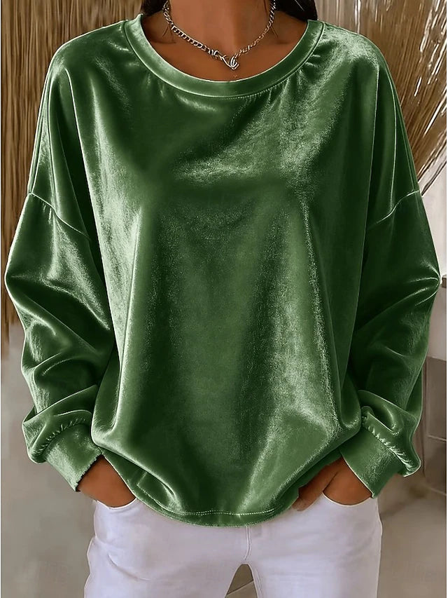Women's Round Neck Brushed Sweatshirt Top