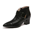 Women's Winter Croc Effect Buckle Ankle Boots