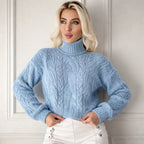 Women's Chunky Cable Polo Neck Jumper