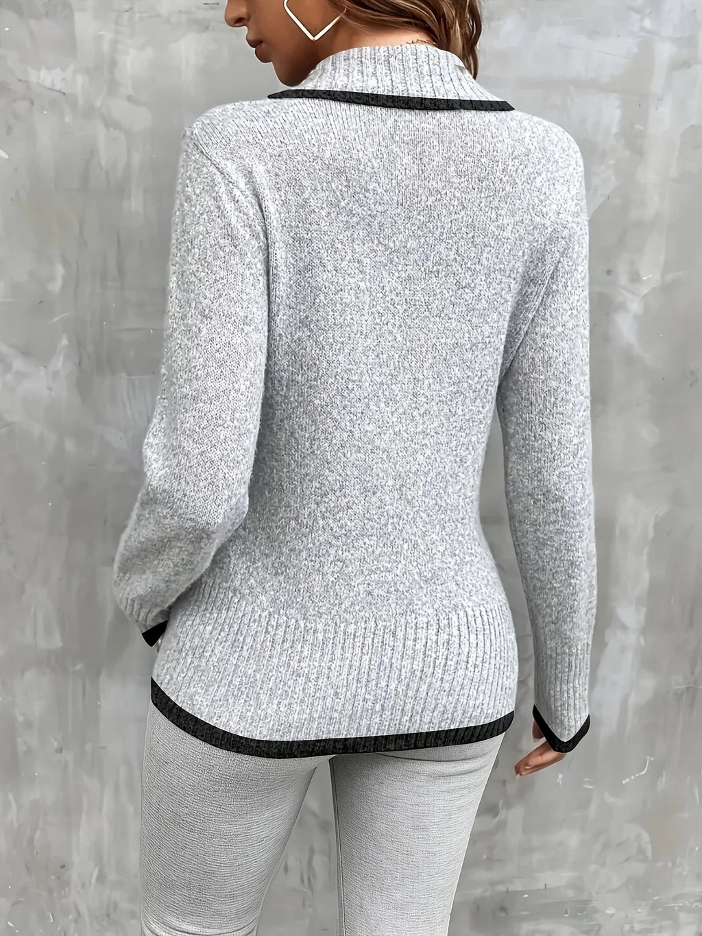 Women's Colour Block V Neck Cardigan