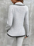 Women's Colour Block V Neck Cardigan