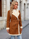 Women's Faux Suede Borg Lined Coat