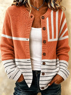 Women's Bold Stripe Buttoned Knit Cardigan