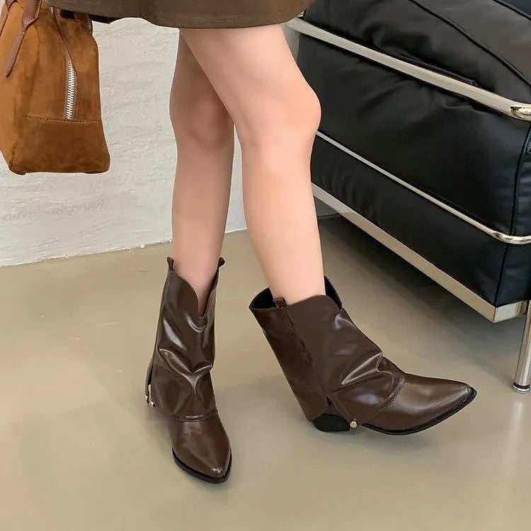 Women's Winter Studded Slouch Cowboy Boots