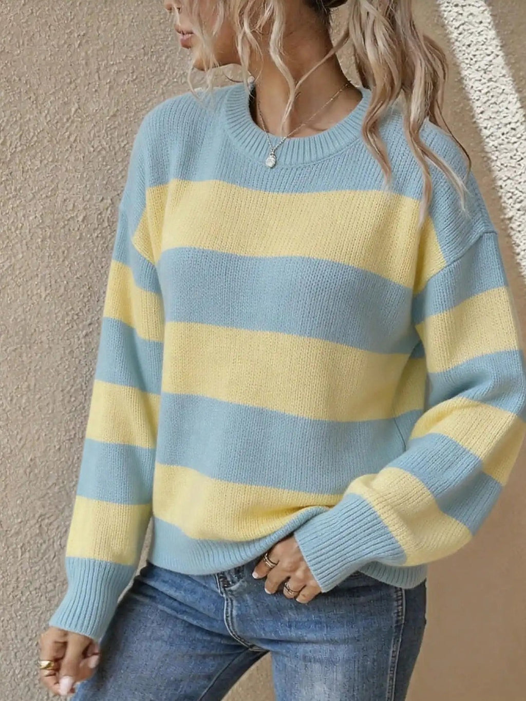 Women's Bold Stripe Oversized Crew Neck Jumper