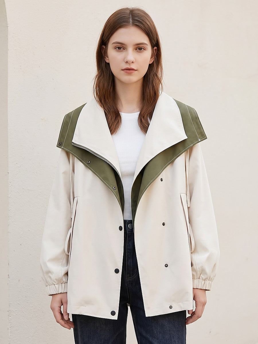 Women's Oversized Windbreaker with Collar