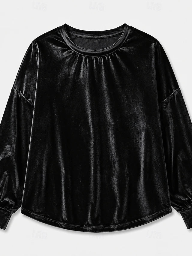 Women's Round Neck Brushed Sweatshirt Top