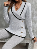 Women's Colour Block V Neck Cardigan