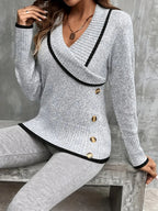 Women's Colour Block V Neck Cardigan