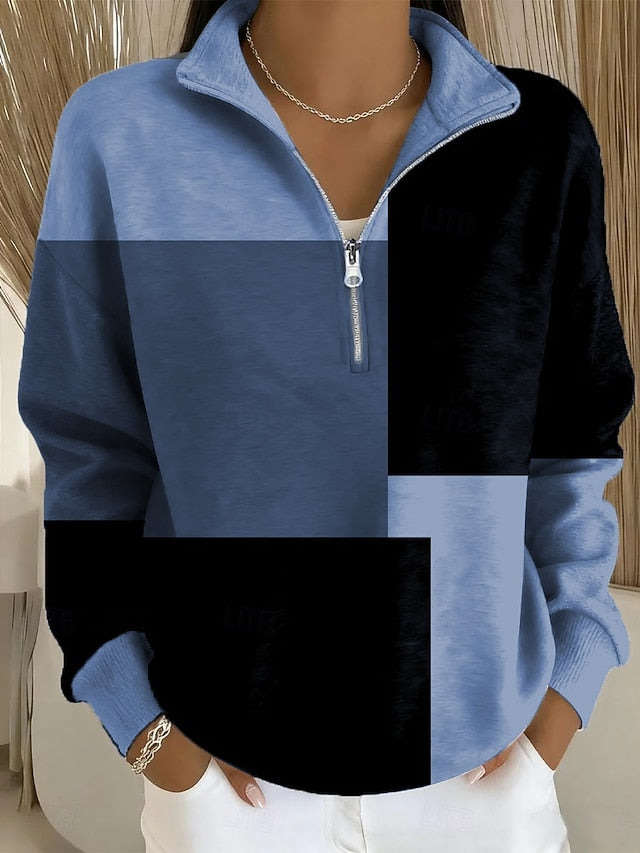 Women's Abstract Print Half Zip Sweatshirt