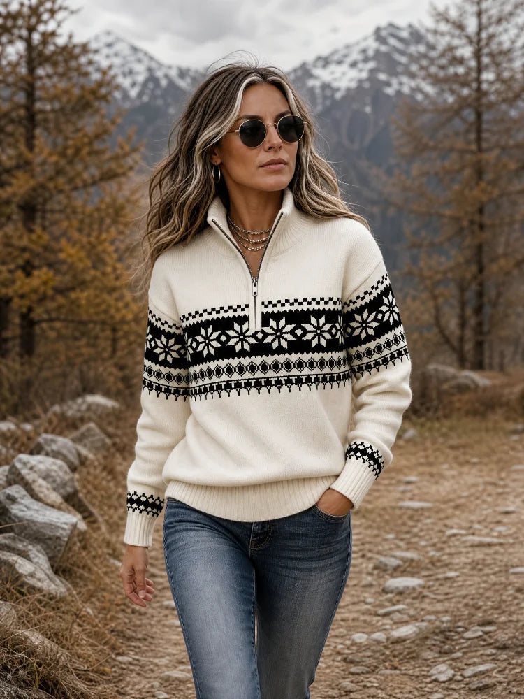 Women's Fair Isle Half Zip Jumper