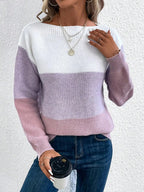 Women's Wide Stripe Bardot Neck Knitted Jumper