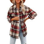 Women's Check brushed knit Shacket Overshirt
