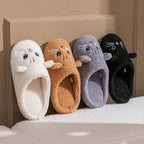 Women's Cat Face Faux Fur Slippers