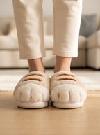 Women's Faux Fur Cat Paw Mule Slippers