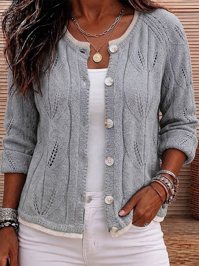 Women's Plaited Cable Button Up Cardigan