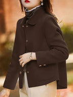 Women's Button Front Short Coat with Pockets
