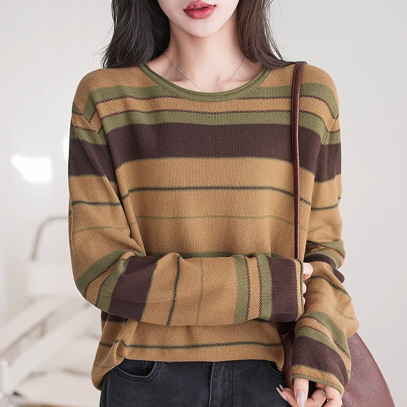 Women's Fine Knit Stripe Jumper Relaxed Fit