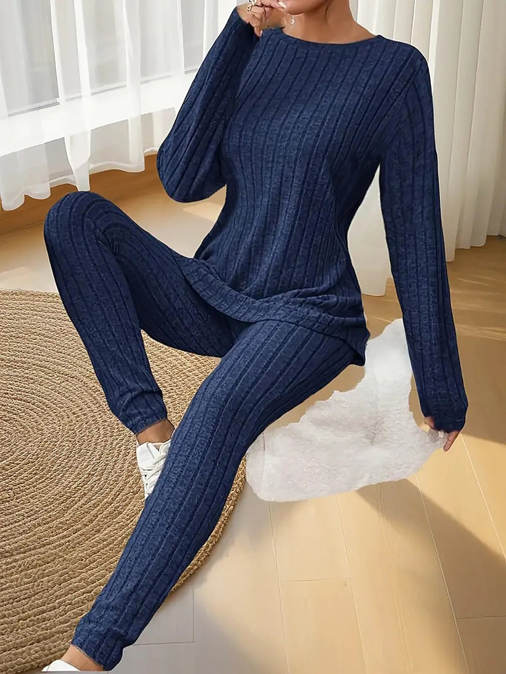 Women's Ribbed Knit Top and Legging Co-ord