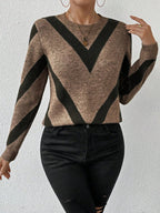 Women's Patterned Round Neck Knitted Jumper