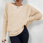 Women's Ribbed Batwing Sleeve Asymmetric Hem Jumper