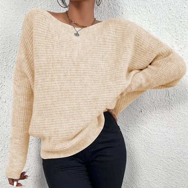 Women's Ribbed Batwing Sleeve Asymmetric Hem Jumper