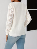 Women's Lace Neck Openwork Sleeve Jumper