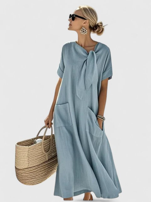 Antonina Collection | Women's Summer Dress with Chic Neck Tie | Elegant Design for Wedding Guests and Everyday Style 0