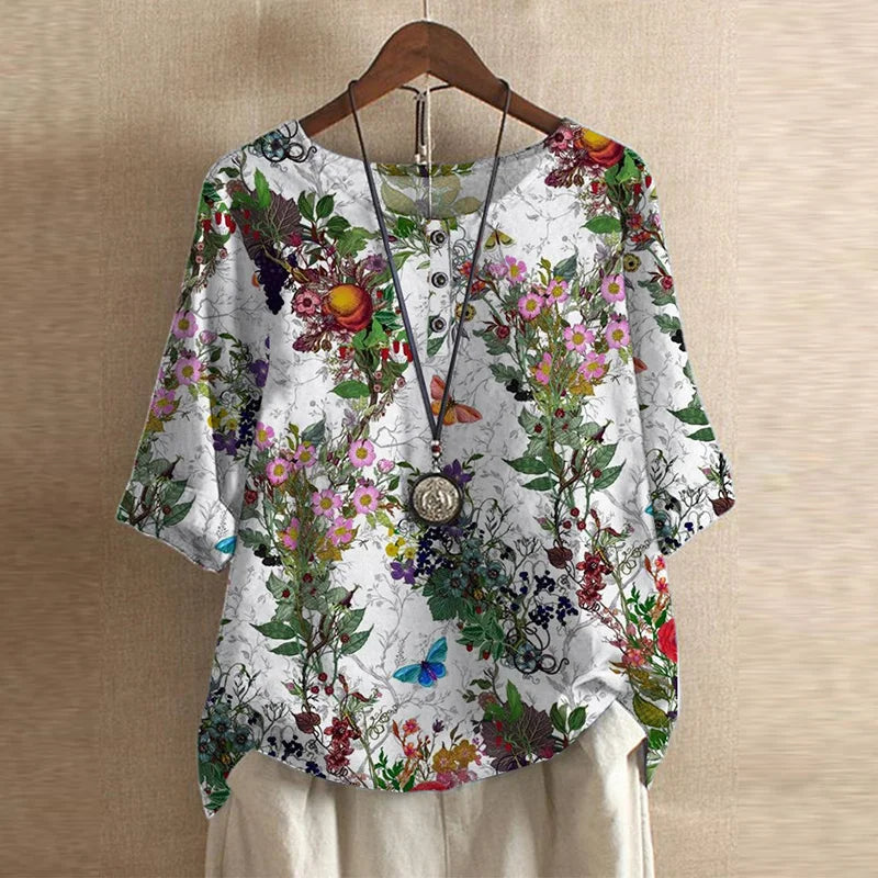 Anya Collection | Vintage Floral Blouse with Soft Breathable Fabric | Relaxed Fit for Effortless Style 9