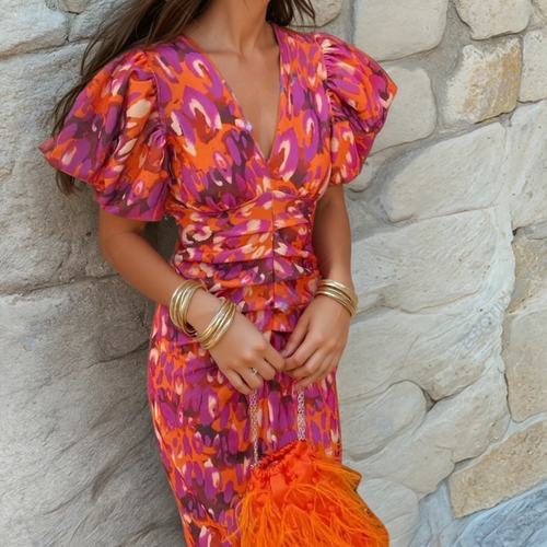 Aria Collection | Women's Dress with Flattering Silhouette | Vibrant Print for Stylish Celebrations 0