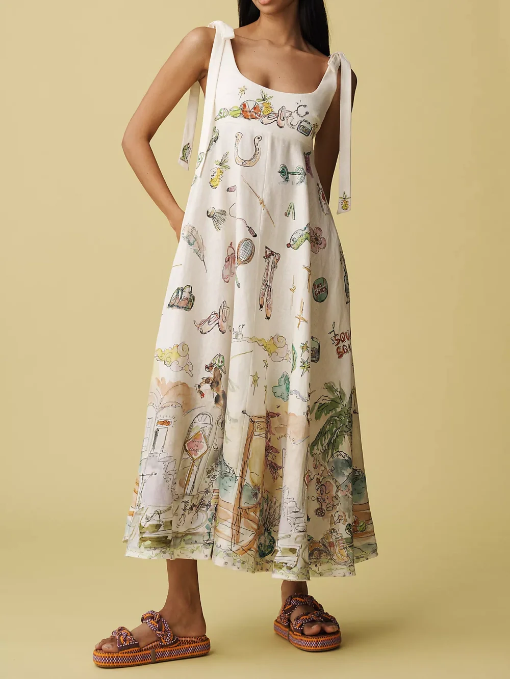 Ayla™ | Floral Midi Dress with Elegant Tie Waist & Artistic Design for Effortless Style 1
