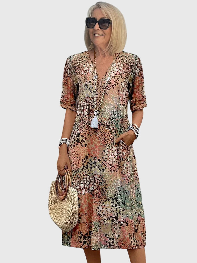 Bella Collection | Women's Floral Midi Dress with Flattering Fit | Versatile Wedding Guest Dress for Any Occasion 0