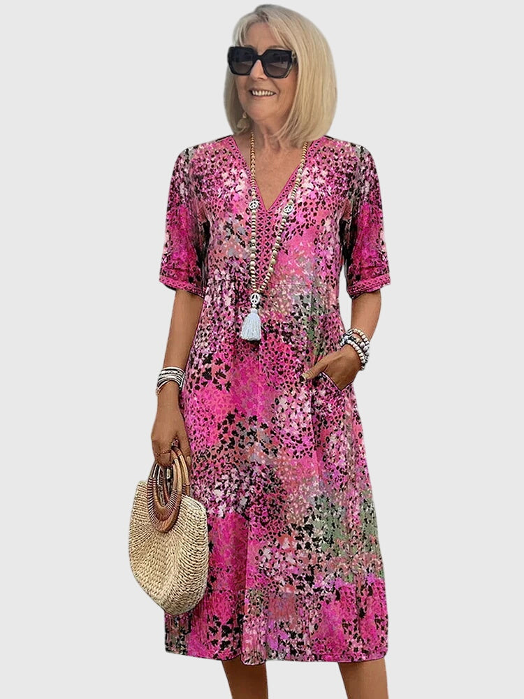 Bella Collection | Women's Floral Midi Dress with Flattering Fit | Versatile Wedding Guest Dress for Any Occasion 3