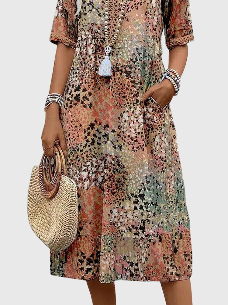Bella Collection | Women's Floral Midi Dress with Flattering Fit | Versatile Wedding Guest Dress for Any Occasion 6