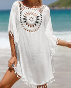 Boho Beach Cover Up Dress with Crochet Design | Lightweight & Airy Comfort for Effortless Style 0