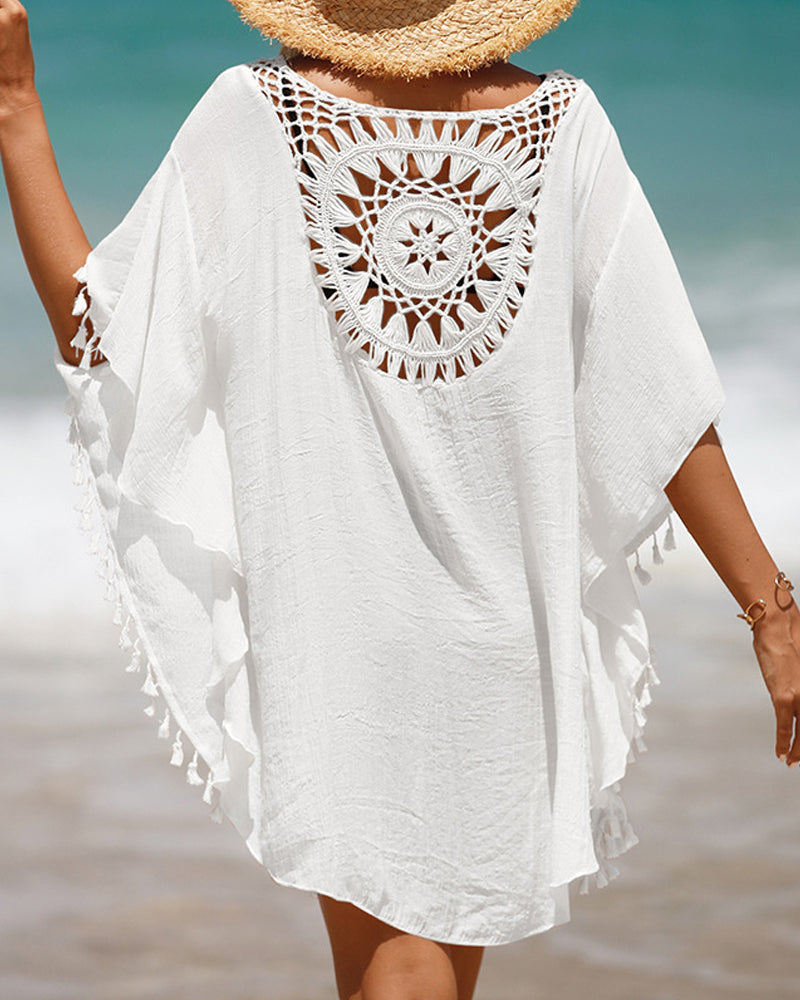 Boho Beach Cover Up Dress with Crochet Design | Lightweight & Airy Comfort for Effortless Style 1