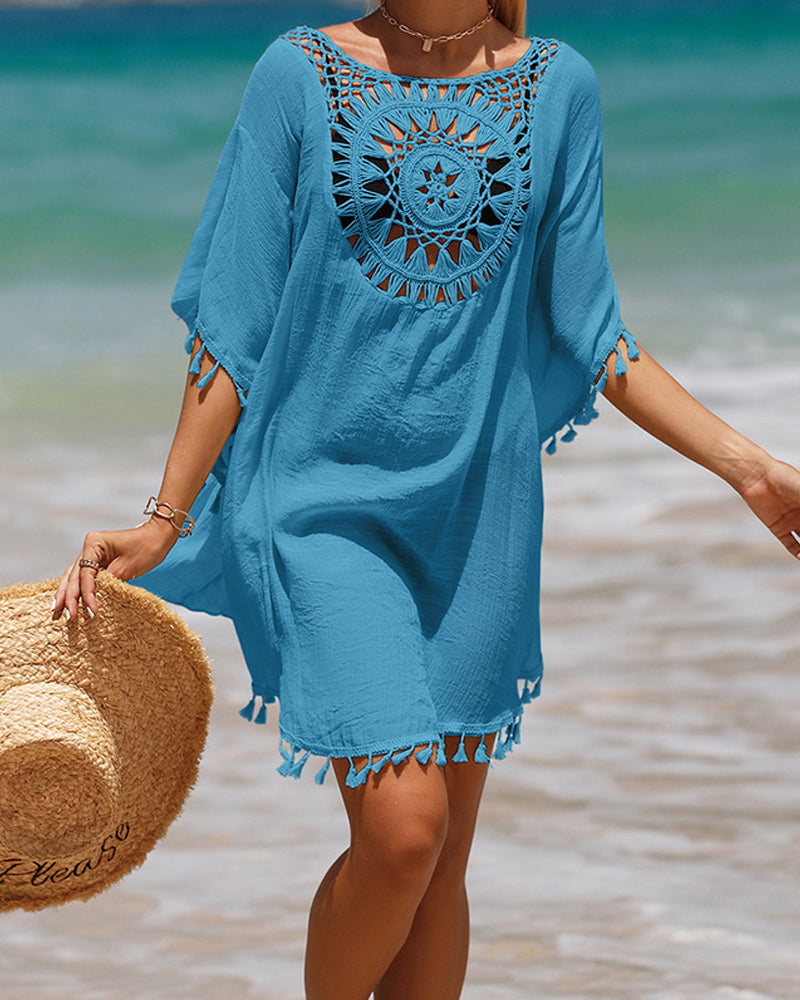 Boho Beach Cover Up Dress with Crochet Design | Lightweight & Airy Comfort for Effortless Style 2