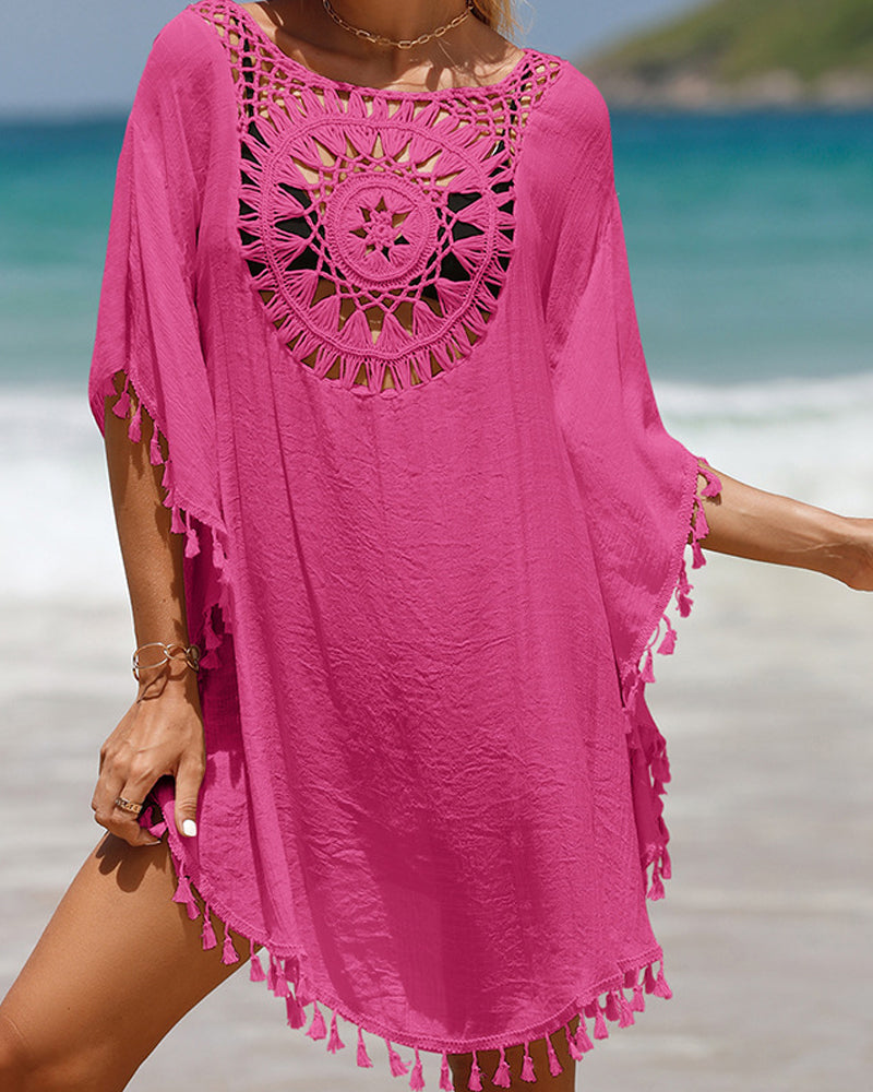 Boho Beach Cover Up Dress with Crochet Design | Lightweight & Airy Comfort for Effortless Style 4