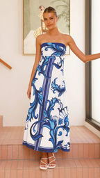 Briar Collection | Women's Maxi Dress with Vintage Print Design | Flattering Silhouette for Effortless Elegance 0