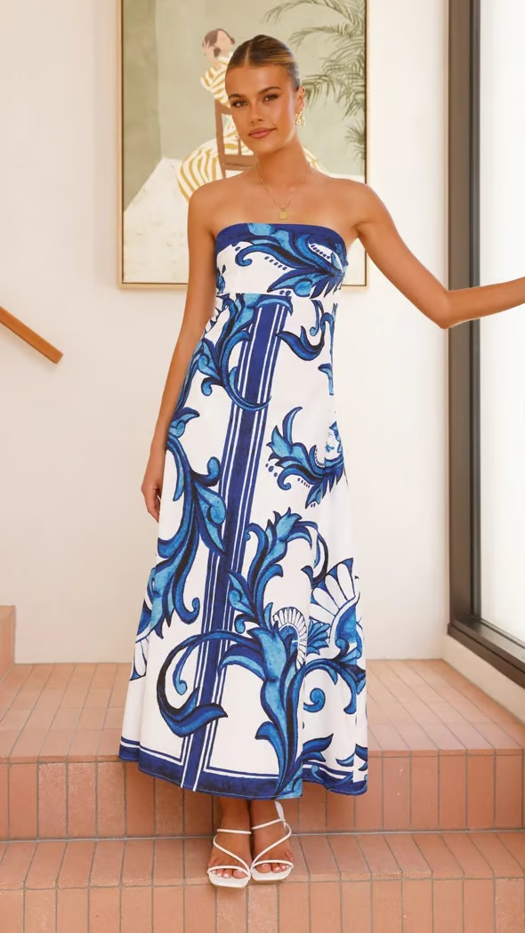Briar Collection | Women's Maxi Dress with Vintage Print Design | Flattering Silhouette for Effortless Elegance 0