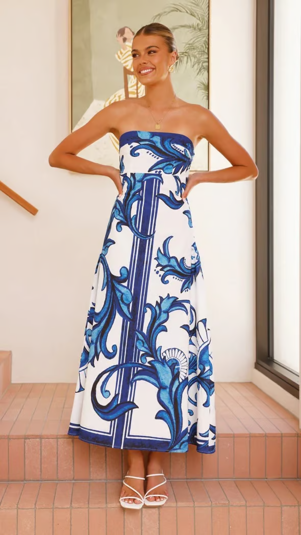 Briar Collection | Women's Maxi Dress with Vintage Print Design | Flattering Silhouette for Effortless Elegance 1