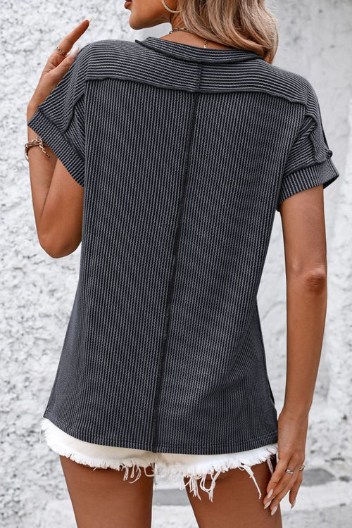 Casual Striped T-Shirt with Ribbed Design | Comfortable Fit for Everyday Wear 1