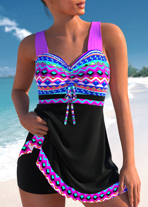 Chic Swim Dress | Bold Geometric Swim Dress for Women with Adjustable Bust | Flattering Beach Cover Up Dress for Poolside Confidence 0