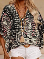 Classic Printed V-Neck Half Sleeve Top with Opaque Fabric | Comfortable Fit for Everyday Wear 5