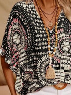 Classic Printed V-Neck Half Sleeve Top with Opaque Fabric | Comfortable Fit for Everyday Wear 6