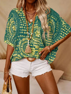 Classic Printed V-Neck Half Sleeve Top with Opaque Fabric | Comfortable Fit for Everyday Wear 8