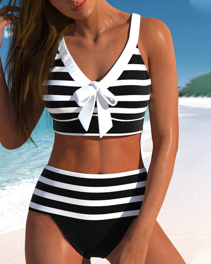 Coastal Charm | Women's High Waisted Bikini Set with Flattering Fit | Elegant Swimwear for Timeless Style 0
