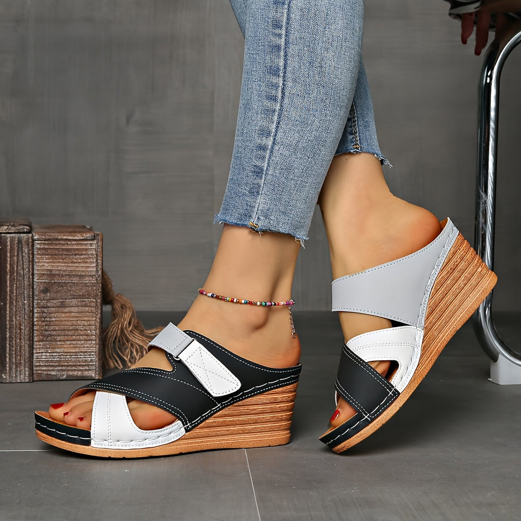 Colourblock Wedge Slides | Women's Cushioned Comfort with Stylish Elevation for Everyday Wear 0